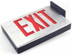 Low Profile, LED Exit Sign, White Housing, Red Letters, Battery Backup, 120-277V